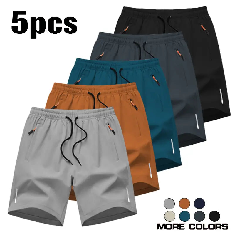 Men’S Athletic Shorts Are Available in Various Colors and Feature Zippered Pockets and a Drawstring Waist, Combining Comfort and Style. They Are Ideal for Summer Outdoor Wear, Everyday Activities, and Vacations, and Suitable for All Seasons., Athletic Wea