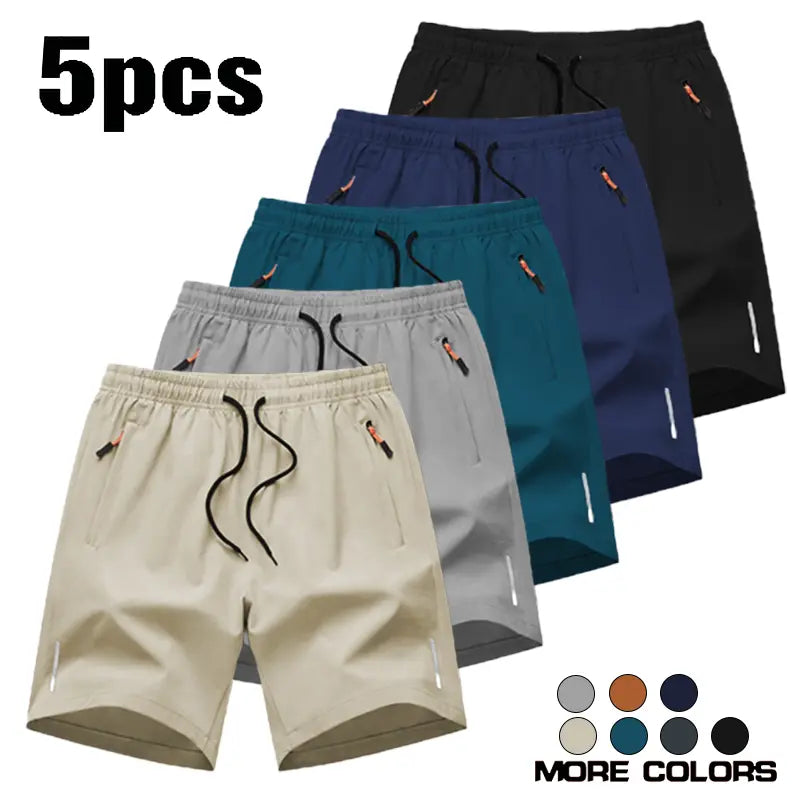 Men’S Athletic Shorts Are Available in Various Colors and Feature Zippered Pockets and a Drawstring Waist, Combining Comfort and Style. They Are Ideal for Summer Outdoor Wear, Everyday Activities, and Vacations, and Suitable for All Seasons., Athletic Wea