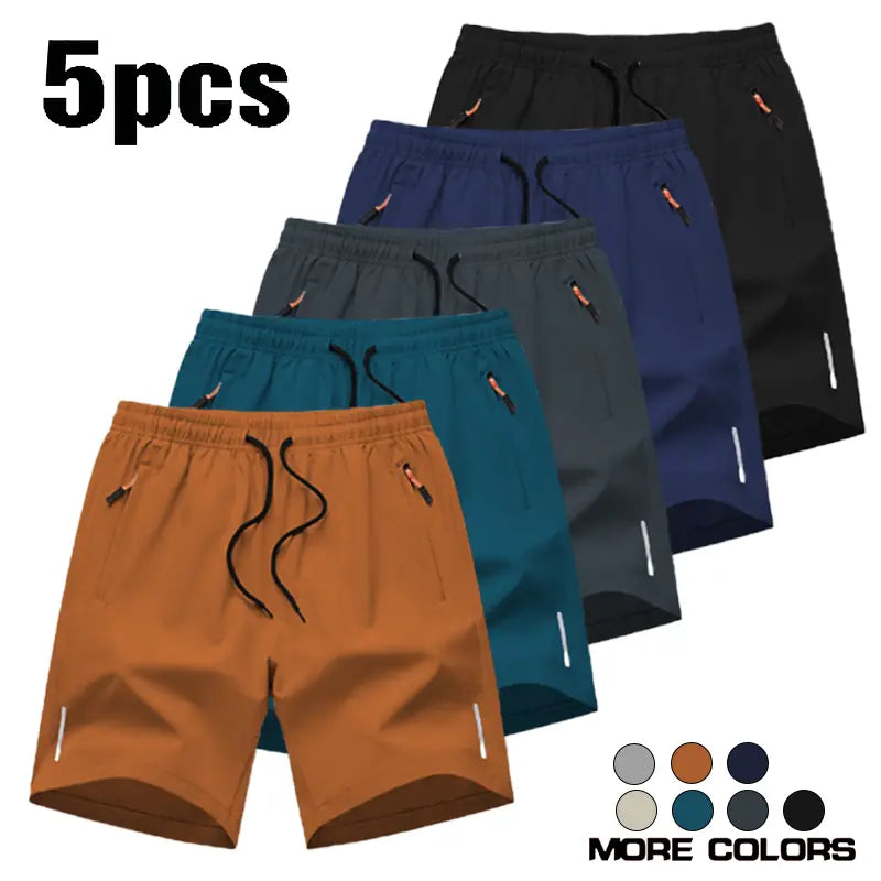Men’S Athletic Shorts Are Available in Various Colors and Feature Zippered Pockets and a Drawstring Waist, Combining Comfort and Style. They Are Ideal for Summer Outdoor Wear, Everyday Activities, and Vacations, and Suitable for All Seasons., Athletic Wea